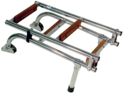 Allpa NIRO Badeleiter, 1+2-mit Teakholz Stufen